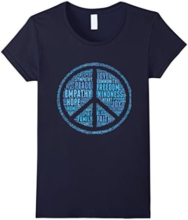 Women's World Peace Symbol Peaceful Word Cloud Cool T-Shirt Gift XL Navy