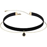 Fuqimanman2020 Black Teardrop Velvet Choker Necklace for Women Layered Gothic Choker Victorian Necklace Aesthetic Vampire Necklaces for Womens