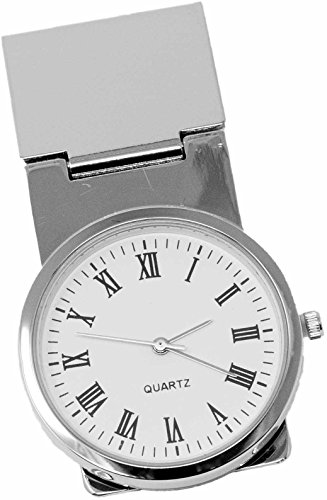 Round white watch stainless steel hinged money clip