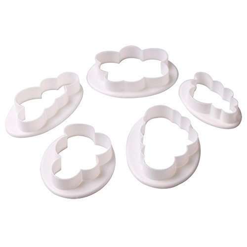 Set of 5 Fluffy Cloud Cutter,Cake Mold Fondant,Sugar Craft,Cookie Plunger Cutter,Mold Decorating Tools by HONGTIAN