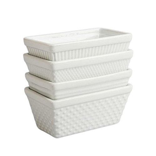 Click Here to See More Images Kitchen 4 Mini White 9 Ounce Rectangular Solid Porcelain Ceramic Bake Meat Loaf Pan