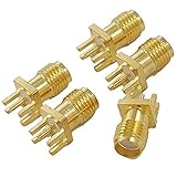 Yootop 20Pcs SMA Female Jack Connector End Launch Brass Straight SMA Female Jack Panel Mount PCB Clip Edge Mount Adapter