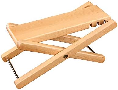 BigPlayer Guitar Footstool Solid Wood Guitar Pedal Guitar Foot Rest Stool Pedal 4-Level Adjustable Folding Wood Footstool Pedal, brown (J-56)