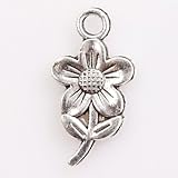 50pcs Vintage Silver a Flower Charms Findings