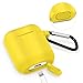 AirSha Compatible for AirPods Case with Keychain,[Support Wireless Charging],Shockproof Protective Silicone Cover Skin for AirPods Charging Case 2 & 1 (Yellow)