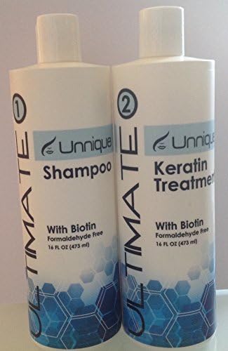UNNIQUE Ultimate Keratin Hair Treatment - Formaldehyde-free Hair Smoothing and Straightening, Deep Repair & Shine for All Hair Types 32 Fl Oz