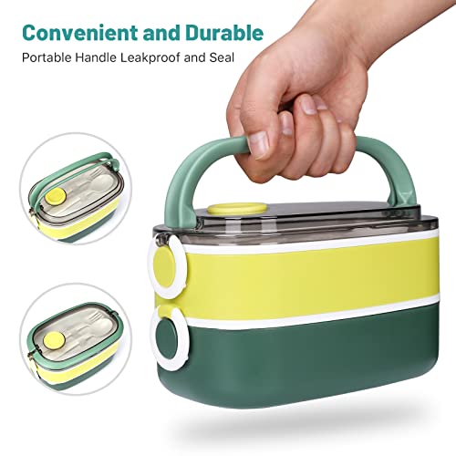 DANIA & DEAN Bento Box Lunch Box for Adult/Kids, 2 Stackable Portable