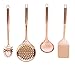 Copper Cooking Kitchen Utensils Set – 4 Piece Rose Gold Metal Serving Utensils, Gifts for Mom & Mothers Day
