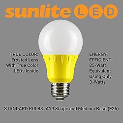 Sunlite 40472 LED A19 Colored Light Bulb, 3 Watts