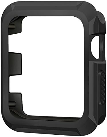 iiteeology Compatible with Apple Watch 42mm, Rugged Slim Protective Case for iWatch Series 3/2/1 - Black/Black