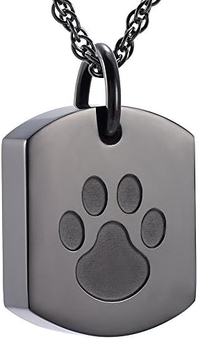 Dog Tag Urn Necklace Stainless Steel Pet Cremation Ashes Pendant Memorial Jewelry Keepsake (Black)