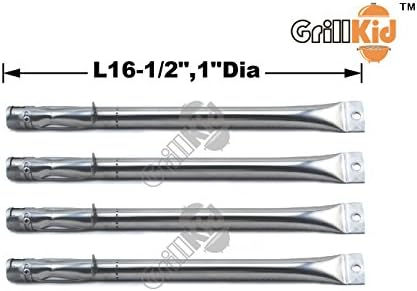 Grillkid BS414 Stainless Steel Burner for Select Grills by BBQ Grillware, Broilmate, Charmglow, GrillPro, MasterForge, Perfect Flame, President Choice, Sterling, Compatible with Part #12411, Set of 4