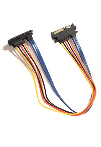 22 Pin SATA Male to Female Left Angle 12 inches
