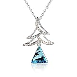 Pealrich ChristmasTree Triangle Jewelry Pendant Love Necklace Made with SWAROVSKI Crystal, Gift for Women (Blue)