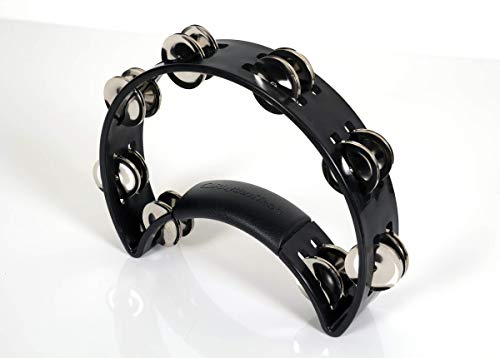 RhythmTech RT1010 Tambourine, Nickel Jingles, Black