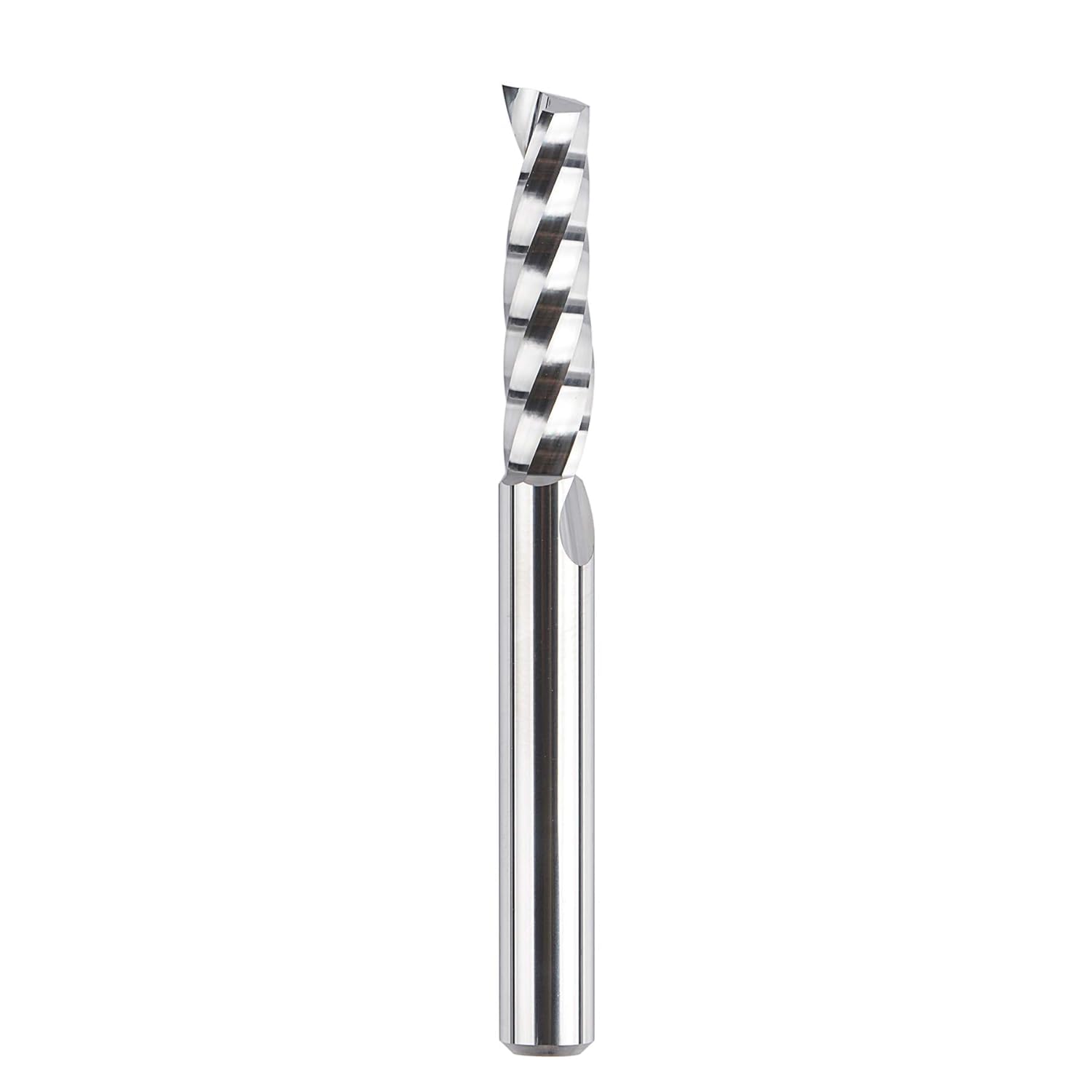 SpeTool Single Flute Aluminium Router Bit, 1/4" Shank Tungsten Carbide Spiral O-Flute End Mill for Acrylic Plastic Wood, 1" Cutting Length Upcut Milling Cutter for Precise CNC Metalworking