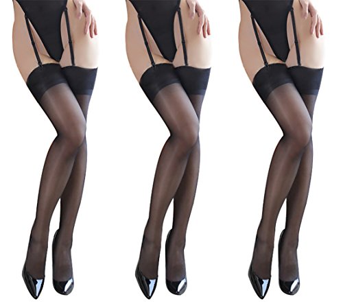 Rose sakura ultra thin sheer thigh high rib top stockin…