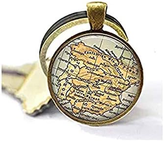 Vintage Spain Map Jewelry - Spain Keychain - Madrid Souvenir - Spanish Travel - Spain Map Keychain - Valencia - Barcelona - World Travel