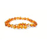 The Art of Cure Baltic Amber bracelet 10 Inch - Silver Lobster Clasp (Cinnamon) - Anti-inflammatory ...