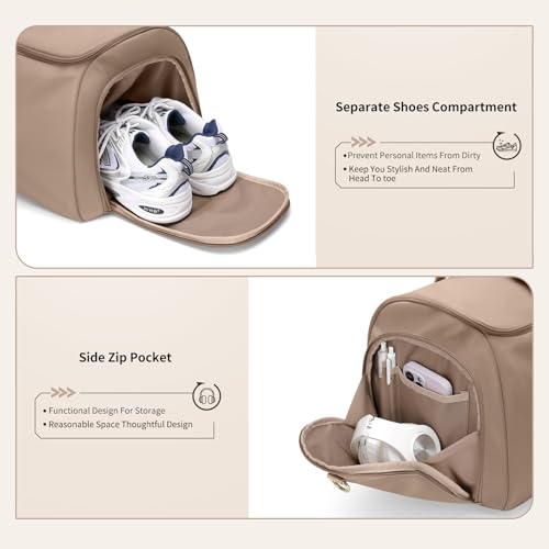 2 in 1 Convertible Travel Bag Tote Bag Women's Clothing Bag Suit Bags for Business, Travel and Sport (Champagne)