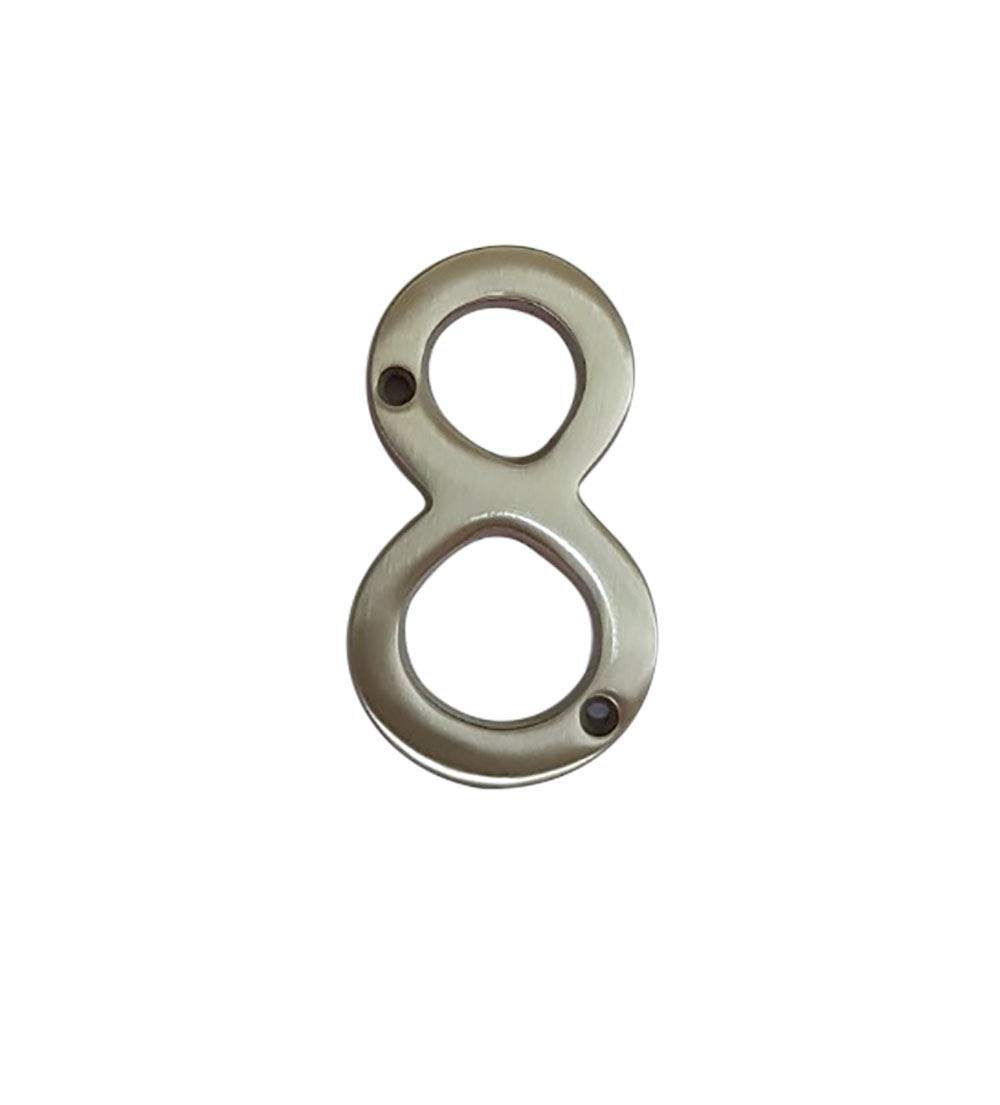 QCAA Traditional Heavy Solid Brass House Number 8, 4", Matte Nickel, 1 Pack, Made in Taiwan