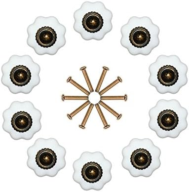 Noniu 10 Pcs Cabinet Knobs Pumpkin Drawer Kitchen Dresser Bathroom Cupboard Knob (White)