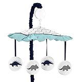 Sweet Jojo Designs Musical Baby Crib Mobile for Blue and Green Modern Dinosaur Girls or Boys Bedding Collection