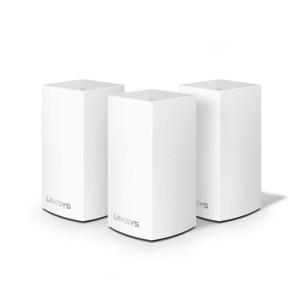 Linksys Velop WHW0103 Dual Band Whole Home Mesh WiFi 5 System (AC1300) - Wifi Router, Extender & Booster up to 4,500 sq ft Coverage for 45+ Devices with MU-MIMO & Parental Controls - 3 Pack, White