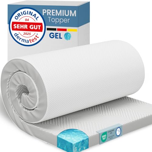 ELONEO Gel Topper 90x200cm, Matratzentopper aus 5 cm hohem Gel-Memory- Schaum, atmungsaktiver 3D-Netz Bezug, Bequeme Matratzenauflage für Bett und Box