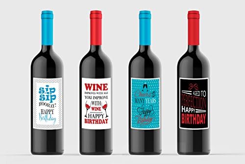 Wine bottle Labels Birthday Party Celebration Custom for Four (4) Bottles 4.25 x 5.5 each