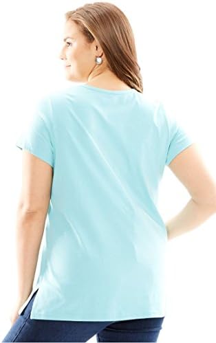 Women's Plus Size Perfect T-Shirt With Scoop Henley Neck