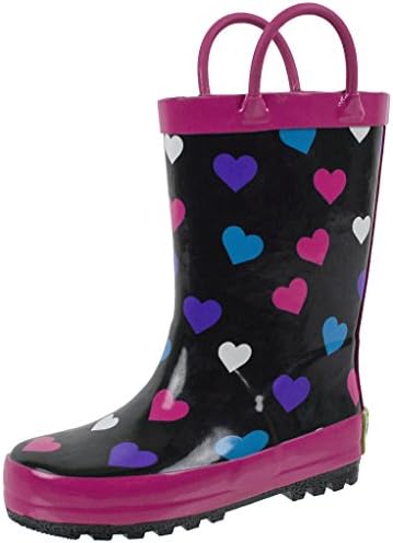 Rainbow DazeRain Boots for Kids,Printed All Weather Boots,100% Rubber Boots with Handles,Toddler size 7 to Kids size 3
