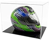 Full Size F1 Helmet Acrylic Display Case with a Black Flat Base