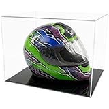 Full Size F1 Helmet Acrylic Display Case with a Black Flat Base