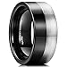 King Will Basic Men 10mm Tungsten Carbide Ring Black Silver Wedding Band Brushed Comfort Fit