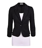 Enlishop Women's 3/4 Sleeve One Button Casual Work Office Blazer Jacket