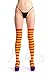LissKiss Red & Orange Warm Winter Cotton - Orange Striped Opaque Over The Knee Socks