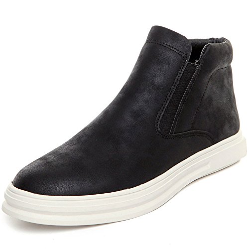 VILOCY Men's Winter Warm Snow Boots Leather Whole Fur Lined Shoe High Top Loafer Sneaker