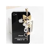 Brandbuy Earphone Jack Accessory Gold Plated Pink Flowers Golden Bow Crystal Golden Beads Pearl Dust Plug Ear Jack For Audio Headphone / Iphone 4 4S / Samsung Galaxy S2 S3 Note I9220 / HTC / Sony / Nokia / Motorola / LG / Lenovo / iPad / iPod Touch /