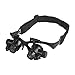 Geekercity Binocular Magnifier Glasses With LED Light 10X 15X 20X 25X Headband Double Eye Watch Repair Magnifier Eyewear Loupe Jeweler Magnifying Glasses Tool Set for Jewelry Appraisal Watch Repair