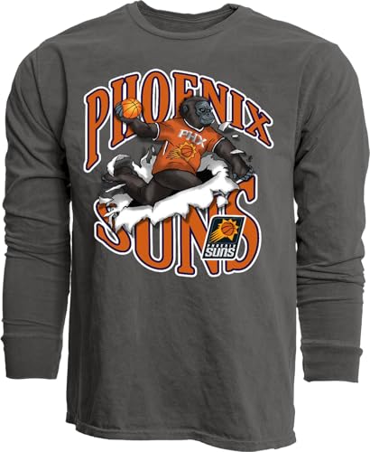 Phoenix Suns NBA Officially Licensed Long Sleeve T-Shirt Ringspun Slam Mascot B…