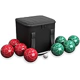 Bocce Ball Set - Lawn Game for Backyard, Beach, or Wedding - Includes Red and Green Bocce Balls, Pallino, and Carrying Case by Trademark Games