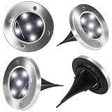 YUNLIGHTS Solar Lights Outdoor, 4PCS 5 LED Solar Garden Lights Outdoor Solar Ground Lights for Pathway Yard Patio Lawn Pond Driveway Walkway, White