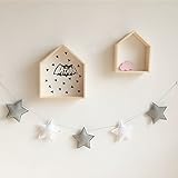 Handfly Cotton Star Garland Bunting Banner Hanging Decoration for kids room bedroom playroom nursery roon Birthday baby shower Mosquito Net Bed Canopy crib moible