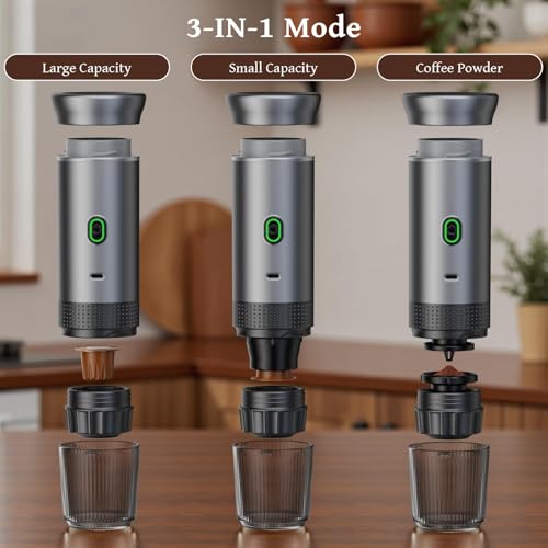 YQZenith Portable Coffee Maker Espresso Machine, Travel Espresso Maker, Coffee Maker Portable with Small Tea Cup, Compatible with Ground Coffee & Coffee Capsules for RV, Car, Hiking, Camping and Offic