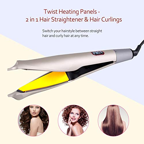 Funkprofi Hair Straightener Curling Iron 2 in 1 Tourmaline Ceramic Twisted Flat Iron,13 Adjustable Temperature for All Hair Types with LCD Digital Display & Auto Shut-Off - Thumbnail 2
