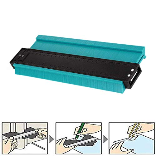 Contour Gauge Duplicator 10" Plastic Circular Frame Tile Tools For Installation Wood Marking Measuring Tool Tiling Laminate Tiles General Tools (10", Blue)