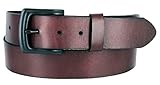 Burgundy Full Grain Genuine Work Jean Casual Leather Belt With Black Solid