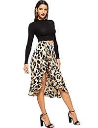 Verdusa falda con estampado de leopardo con volantes para dama