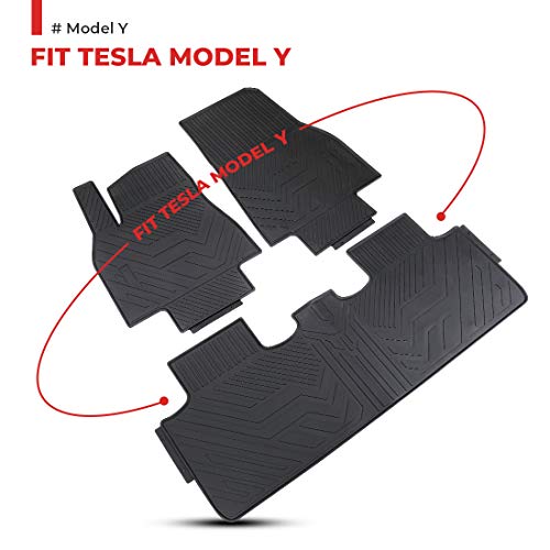 BougeRV for Tesla Model Y Floor Mats, AllWeather Floor Mats Carpet Set